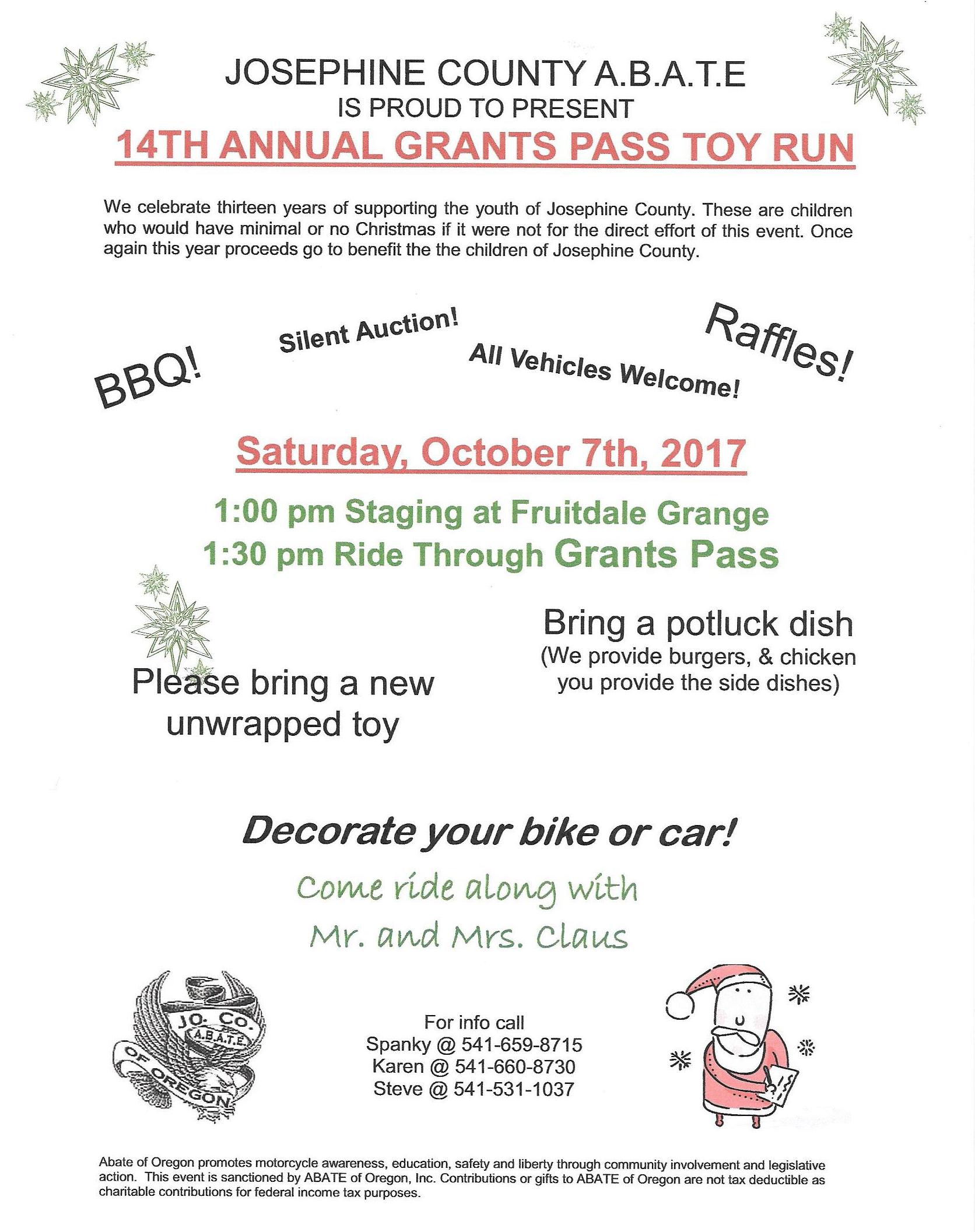 14th Annual Grants Pass Toy Run Motorcycle Roads